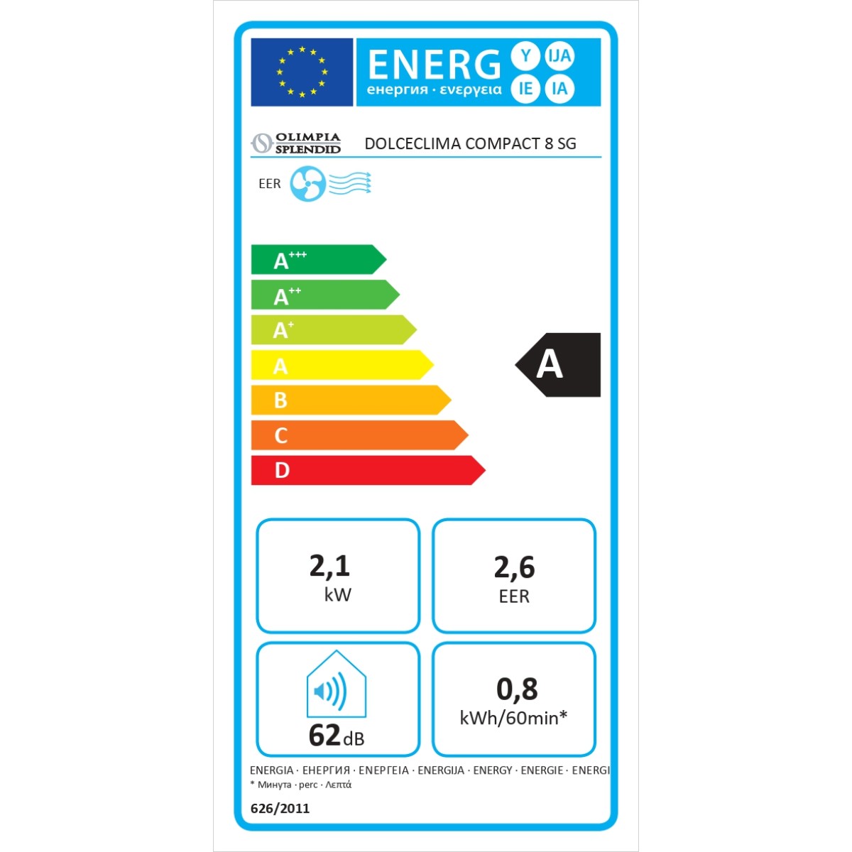 Klimatyzator przenośny Olimpia Splendid Dolceclima Compact 8 SC Klimatyzator przenośny Olimpia Splendid Dolceclima Compact 8 SC